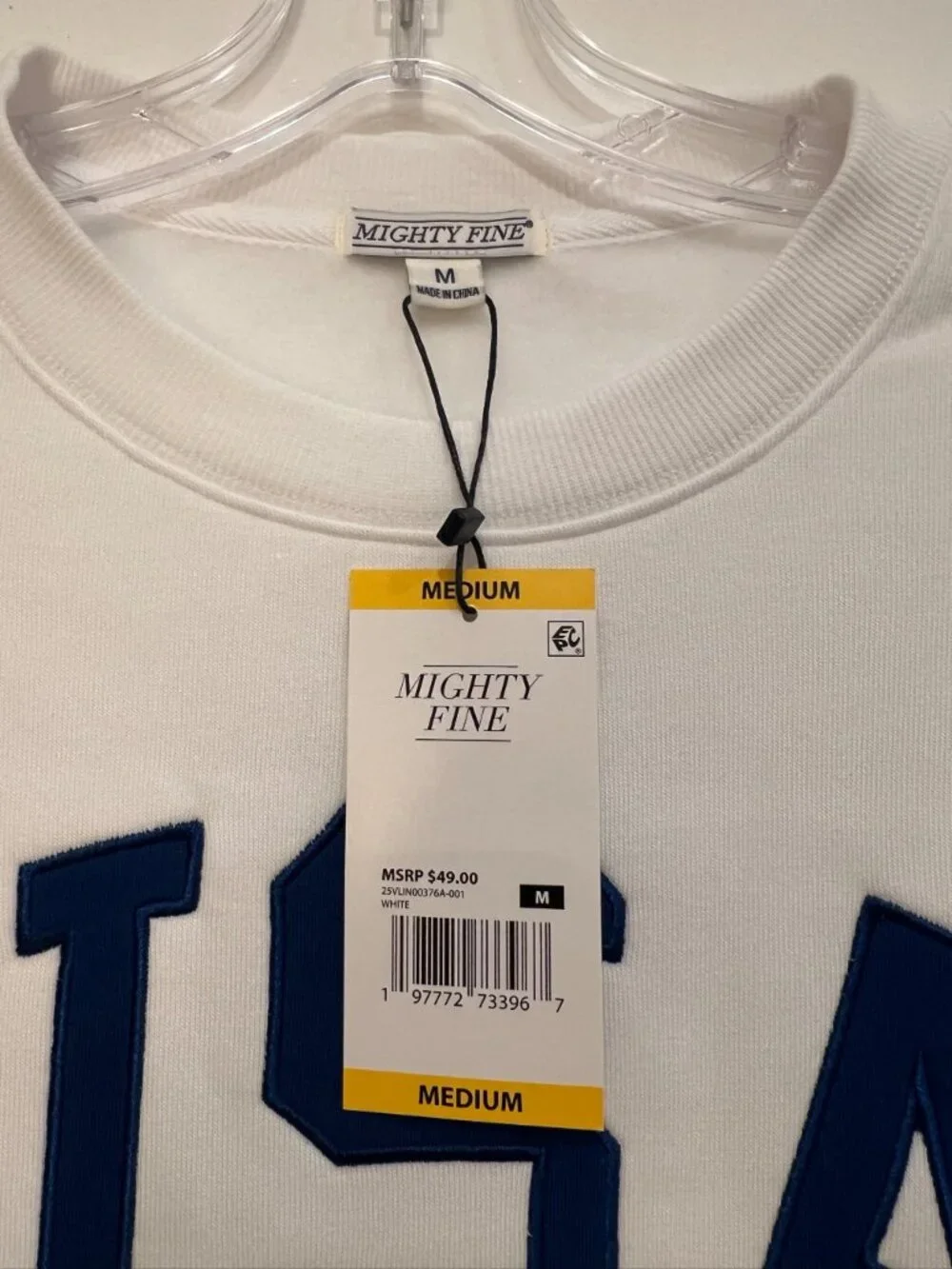 Mighty Fine USA Women’s sweatshirt Size M White